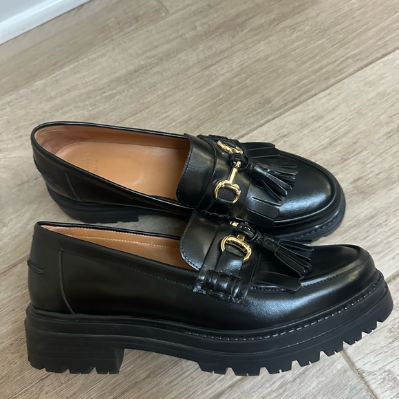 Sezane Amy Leather Loafers with Gold Accents - Picture 3 of 9